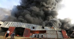 Blaze Swallows UN Warehouses in Hodeidah Coastal Port (Yemen)