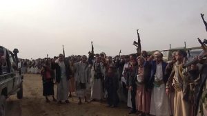 Maswar District in Amran Holds a Gathering of Men and Fighters in a Protest Against Saudi Aggression on Yemen